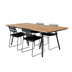 Chan Dining Table - Black Steel / Acacia (teak look) - 200cm