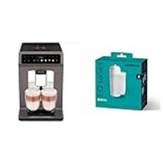 Krups EA895N Helautomatisk Kaffemaskin Evidence One, Grafit, En Storlek & Siemens TZ70033A Vattenfilter, Vit, Transparent