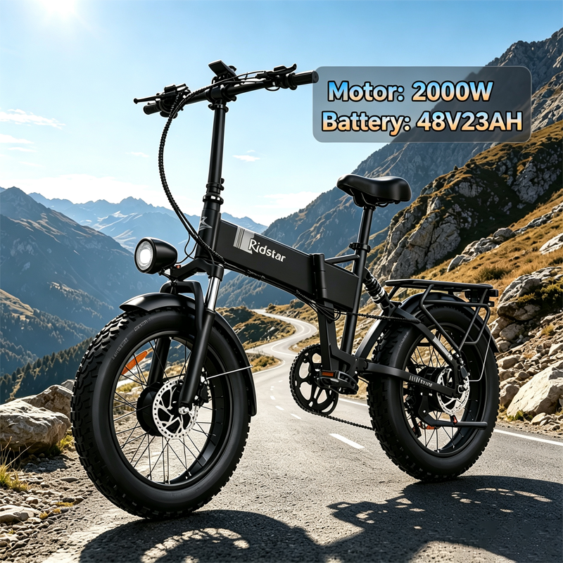 H20Pro Electric Bike 2000W Dual Motor 48V 23AH Lithium Battery Snow Folding Electric Bicycle 20*4.0 in Fat Tire Mountain E-Bike