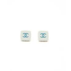 Chanel Coco Mark Resin and Pearl Earrings - Blue (17mm x 17 in)