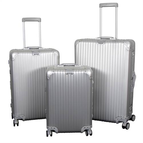 Aluminiums kuffert - Luksuriøse rejsekuffert - Sølv med TSA lås.
