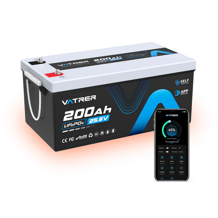 Vatrer 24V 200Ah 自己発熱型 LiFePO4 リチウム電池 Bluetooth バージョン JP - 10 PACK