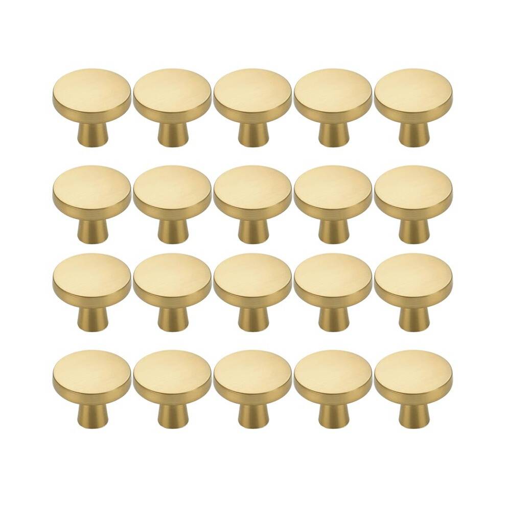20pcs Solid Single Hole Kitchen Round Cabinet Knobs Zinc Alloy Pulls Drawer Knobs Kitchen Cabinet Hardware Handles Gold
