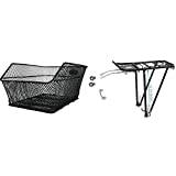 FISCHER Gepäckträgerkorb School, Fahrradkorb, engmaschig, diebstahlsicher, für E-Bikes geeignet, Tragkraft 25 kg, schwarz & M-Wave Ventura Alu-Gepäckträger, Screw on II A, schwarz, für 24"/26"/28"