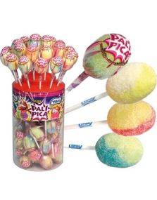 50 st Vidal Mega Zoom Super Sour - Big Love on a Stick med sur fruktsmak och tuggummikärna - Hel ask 1300 gram