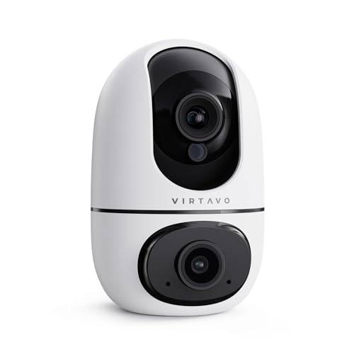 virtavo Pet Camera [Dual Lenses, 24-Hour Recording, Auto Tracking, 1080P Full HD] 360° Surveillance Camera, Indoor Security Camera, 2.4G WiFi Compatib