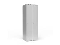 (ComputerSalg) Garderobeskab 2x300 mm Lige tag Hel søjle Blå dør Cylinderlås