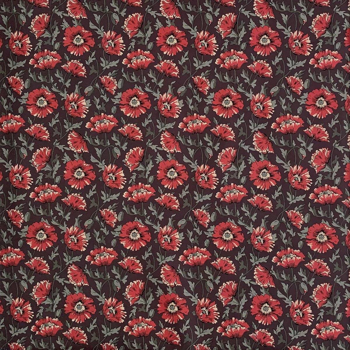 Liberty stof med rød sommerblomst