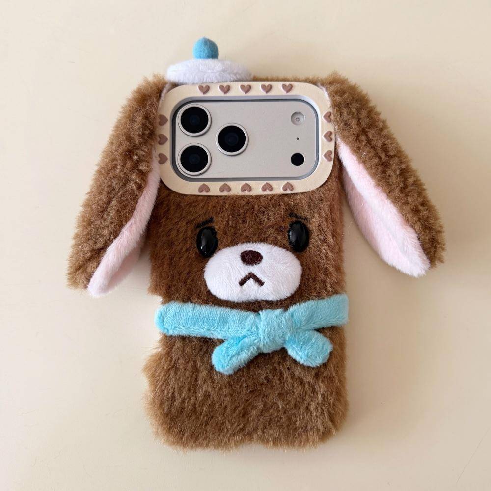 Plush Cute Puppy Phone Case for iPhone 18 17 Pro Max 14 15 16 13 Fundans INS cute new shockproof protective case