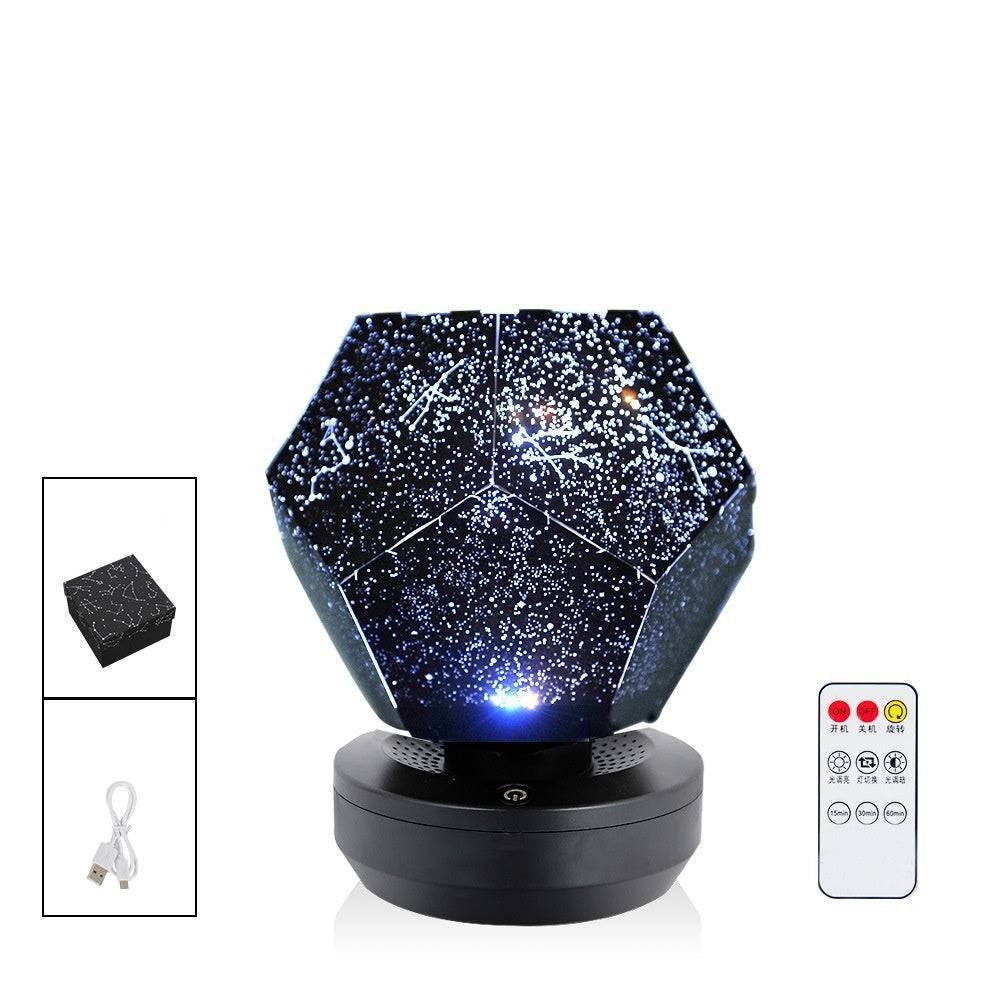 LED Starry Sky Projector Night Lights 3D Projection Night Lamp USB Charging Home Planetarium Kids Bedroom Decoration Room Lighting - 3 colors remote