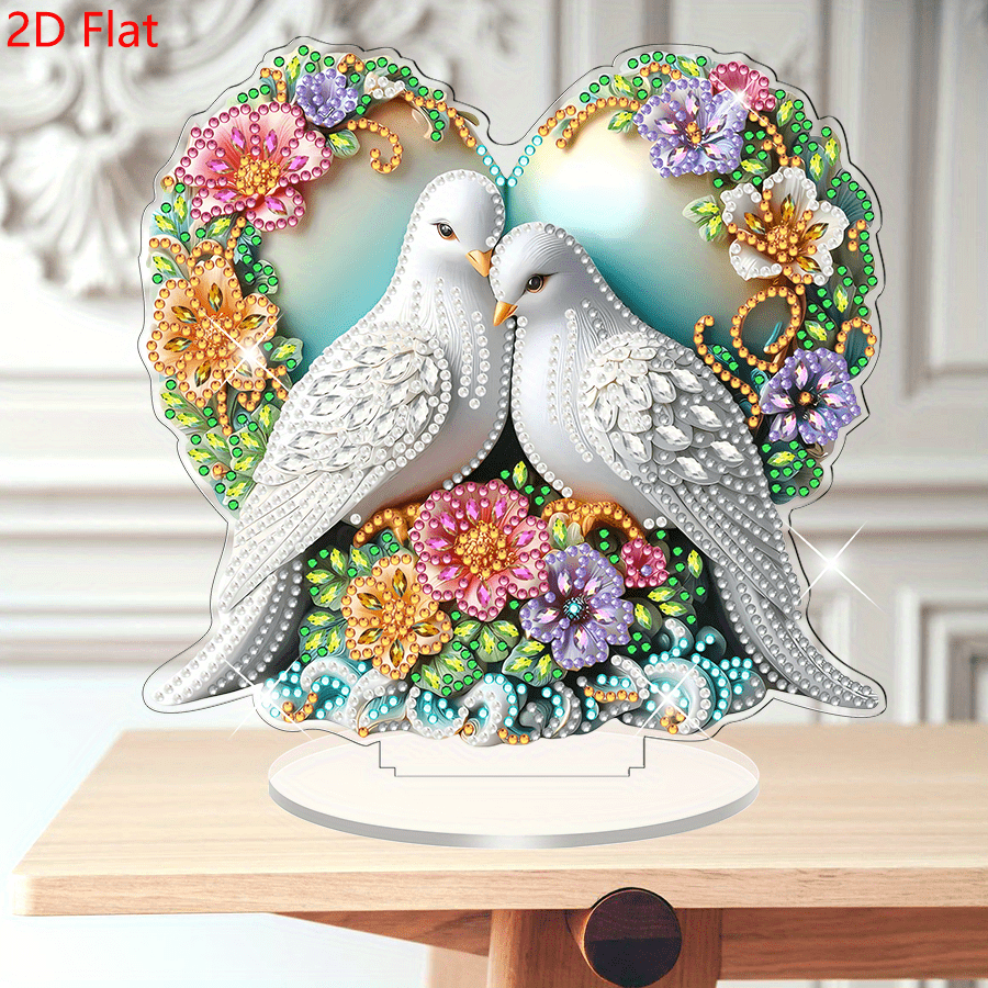 2d Flat - Peace Pattern Diamond Painting Desktop Ornament, 5d Irregular Shape With Inlaid Painting Ornament, Acrylic Decorative Craft, Holiday Gift, Handmade Creative Production