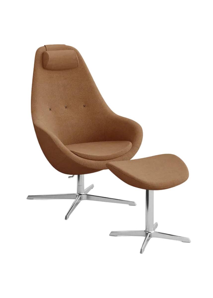 Kokon Lænestol inkl. Skammel fra Varier Re-Wool / Re-wool 568 / Chrome base - Jacobsen Plus