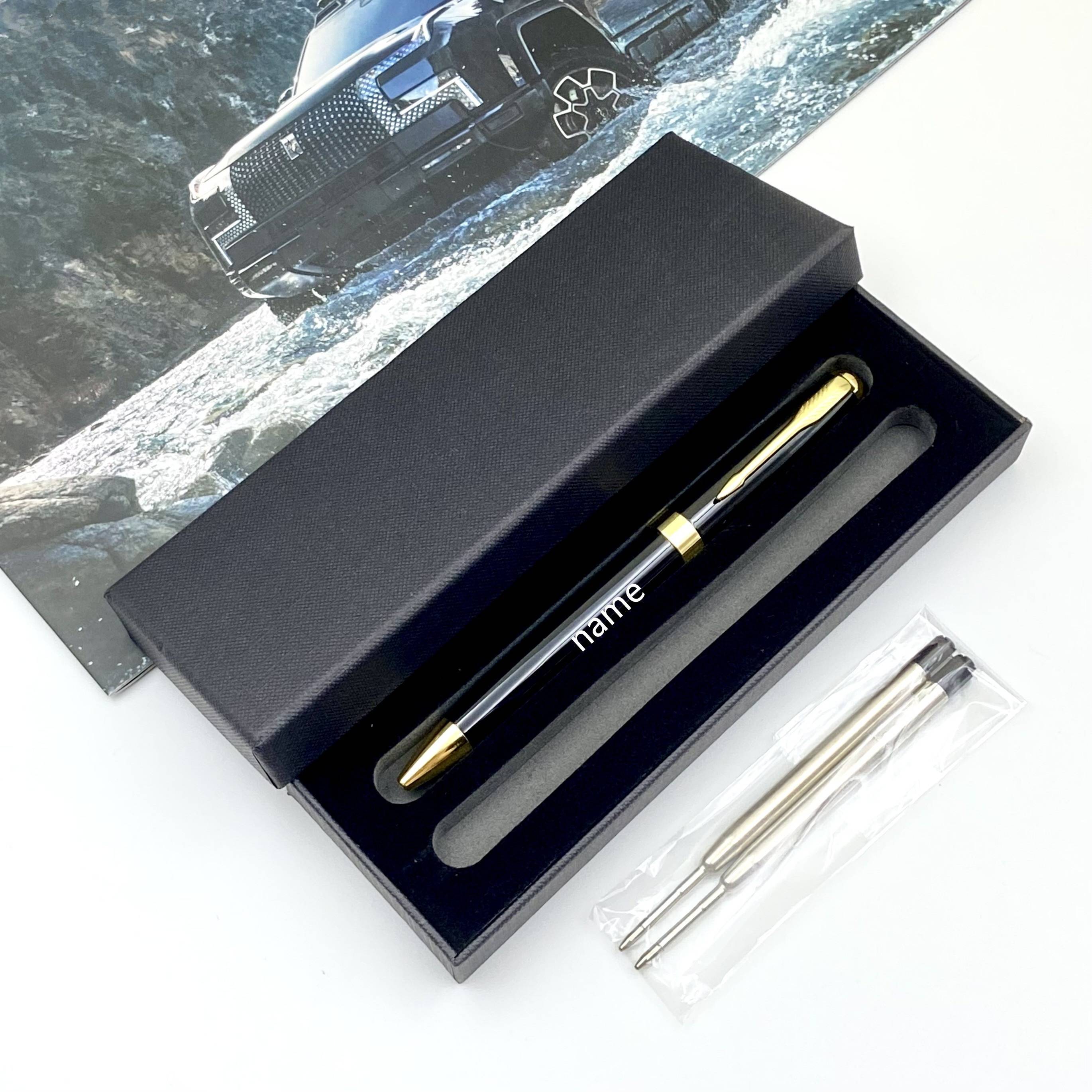 Youya Golden Ballpoint Pen Rotary Telescopic 1pc+2pcs Pen Refill Gift Box Set, Black Gift Pen,0.7can Be Filled With Oil Pen. Back-to- Celebration Gift