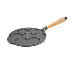 Skeppshult Traditional Mini-Pfannkuchenpfanne 24 cm - Gusseisen mit Eichenholzgriff - Braun,Schwarz
