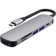 USB C HDMI Hub, Ms Lula 6-i-1 USB C Hub Adapter med 4K ved 30Hz