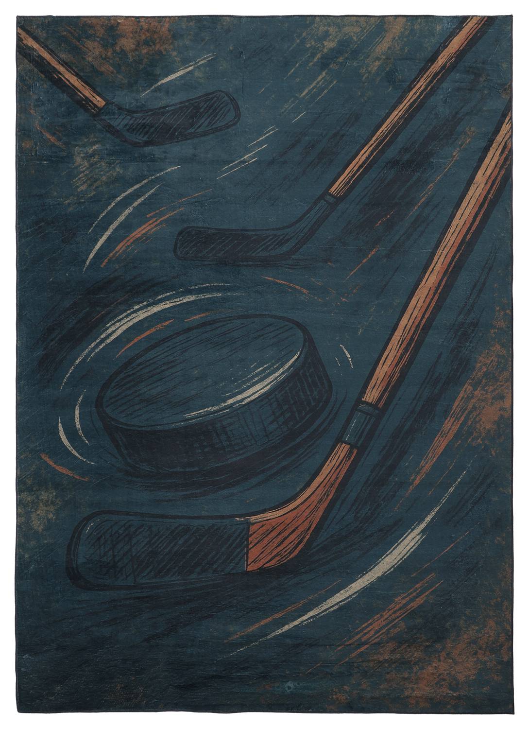 Barnmatta - Ice Hockey (blå) (Storlek: 120 x 170 cm)