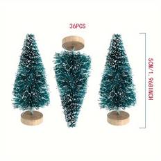 TEMU 36-pack Mini Artificial Christmas Trees - Plastic Snow Frosted Tabletop Pine Trees For Winter Holiday Decor - No Light Electric-free Miniature Xmas Tree Set For Festive Display