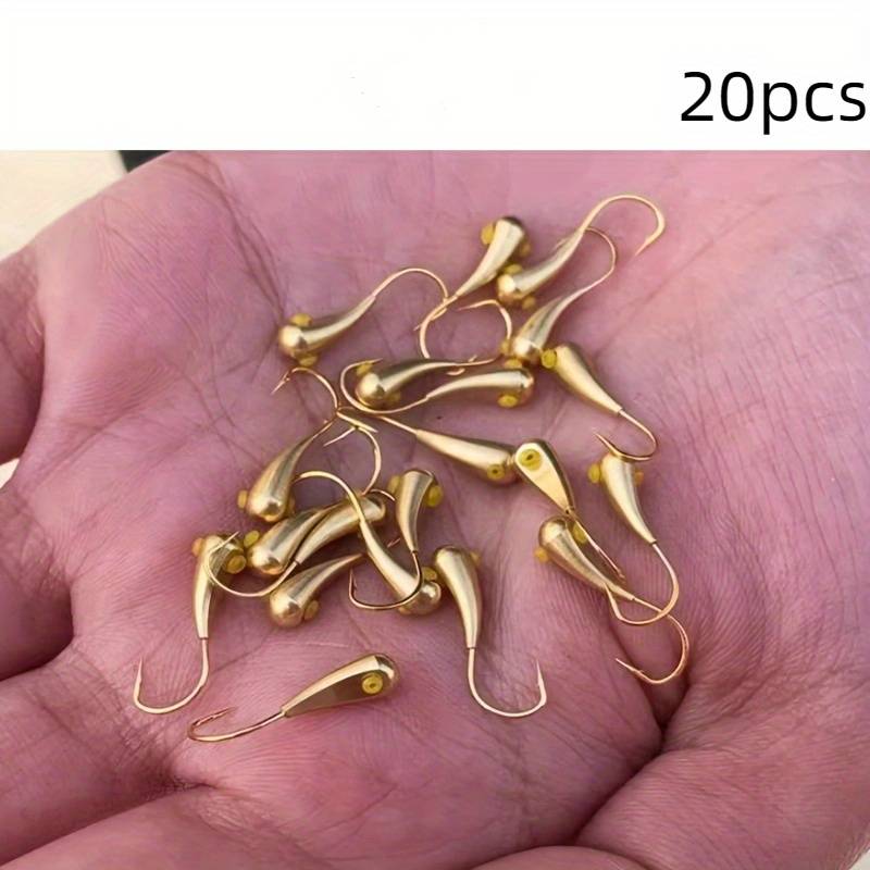 [ Golden Fishing Jigs] 20pcs Golden Fishing Jigs| Barbed Hooks With Carbon Steel Body For Stream And - Enjoy Superior Casting