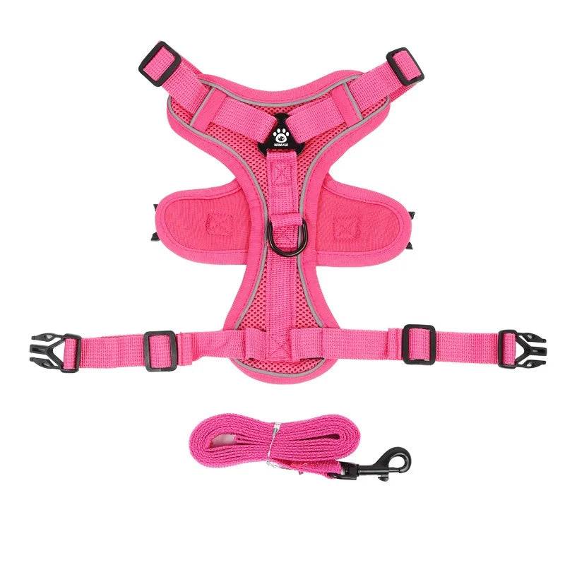 No-Pull Reflective Pet Harness and Leash Set - Rose / S (S)
