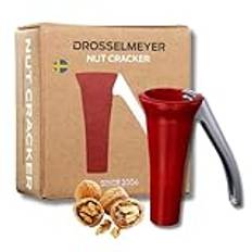 Drosselmeyer Nötknäckare, nötknäppare, passar alla nötter, minimal ansträngning för att knäcka hårda skal, inga skal som flyger & inga fingrar blir klämda, svensk design (Röd)