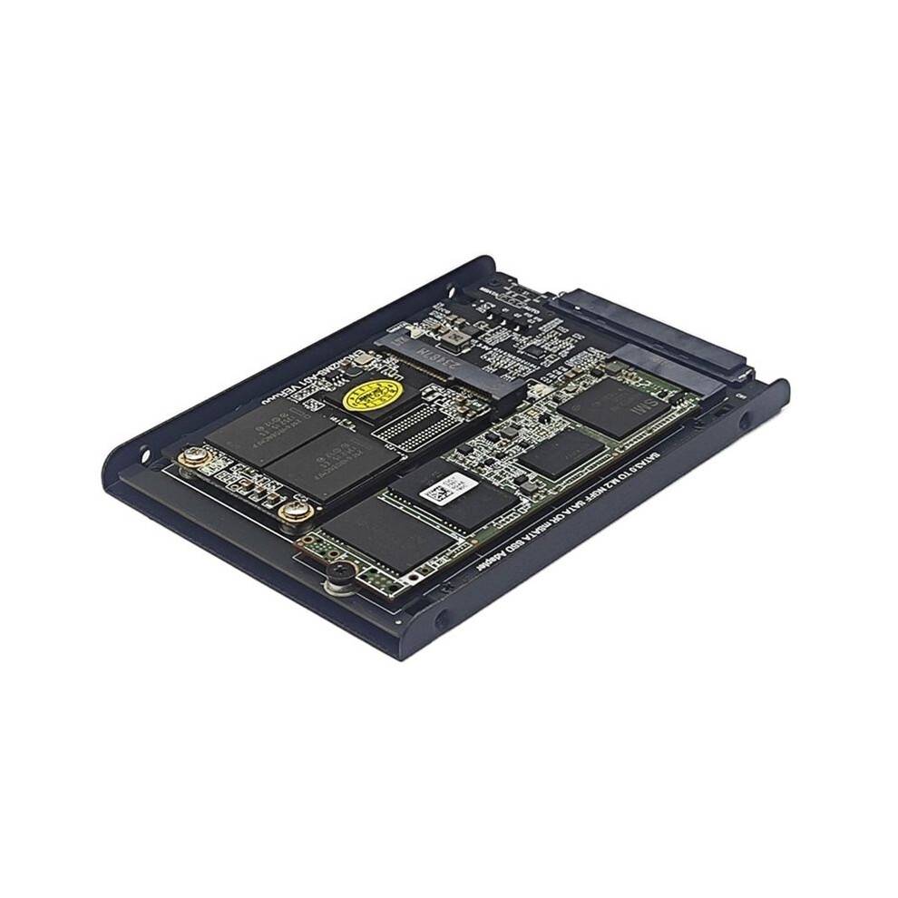SSD Case Enclosure M2 + MSATA to SATA3.0 6Gb Adapter Riser Card Board with Metal Socket Support M.2 SSD