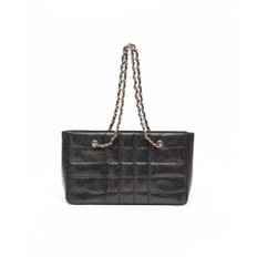 Chanel CC Embossed Chain Tote Bag - Black (20x32x7.5 cm)