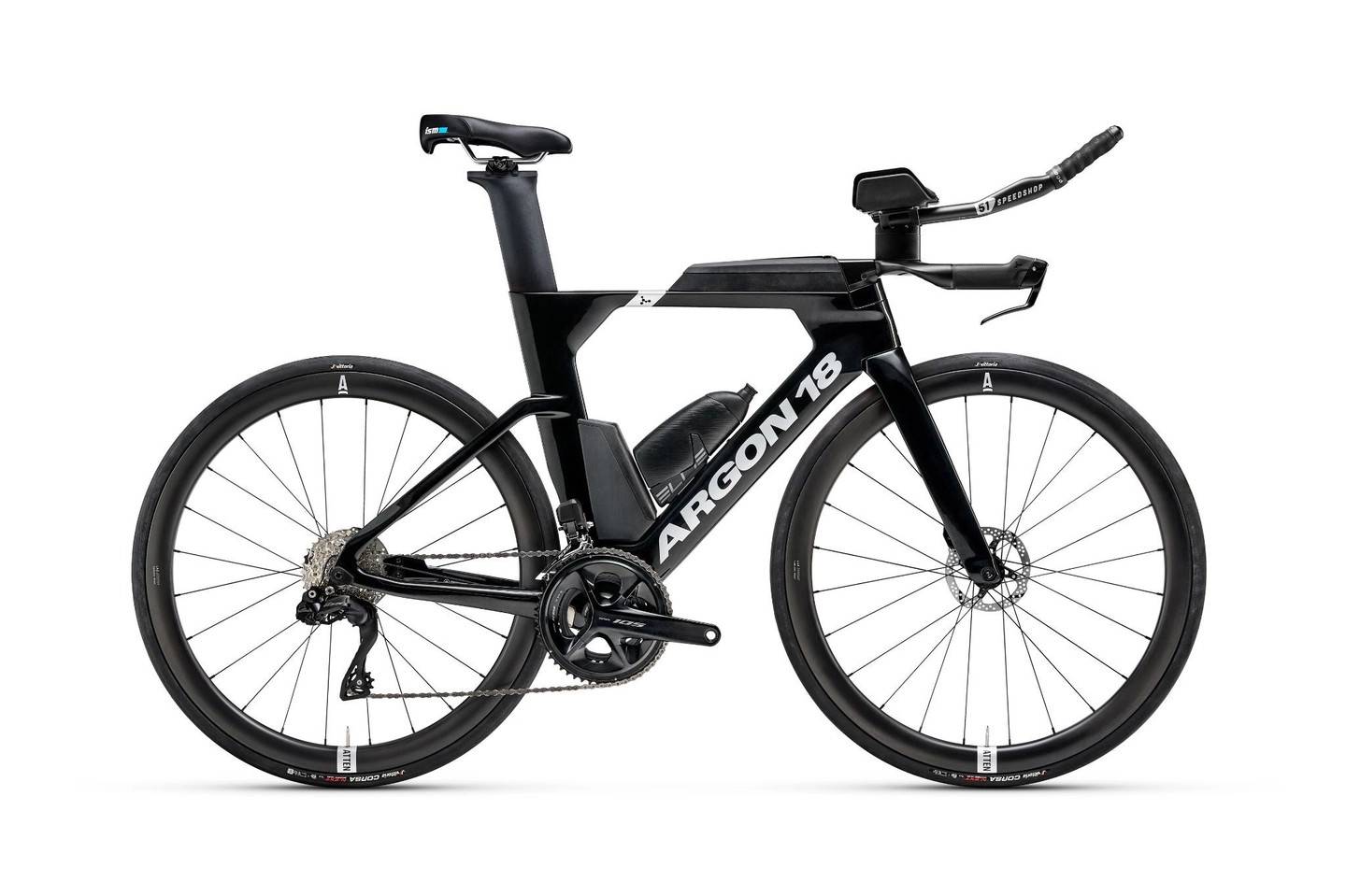 Argon18 E117 Disc Tempo cykel Kolfiber, 105 Di2 2x12s, Atten L42 - Svart (XL)