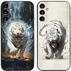 Fodral till Samsung Galaxy S24 FEX/S24FE I vit tiger tryckt I TPU gel silikon I 2 st baktelefonfodral skydd