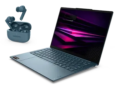 Lenovo Yoga Slim 7 14 R7-32GB-512GB + Earbuds AMD Ryzen AI 7 445 Processor 2,00 GHz upp till 4,60 GHz, Windows 11 Home 64, 512 GB SSD M.2 2242 PCIe Gen4 QLC