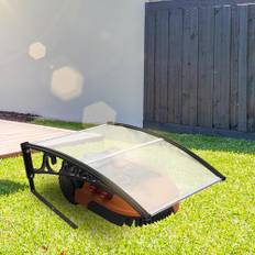 Vigevee Garage för robotgräsklippare, tak, carport för gräsklippare, 106 x 87 x 50 cm, robotgräsklippargarage, skydd mot regn, hagel och UV-strålar, transparent