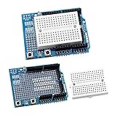 VooGenzek 2 ST Shield Prototype Expansion Board med SYB-170 Mini Breadboard, Kompatibel med Arduino UNO R3 ProtoShield