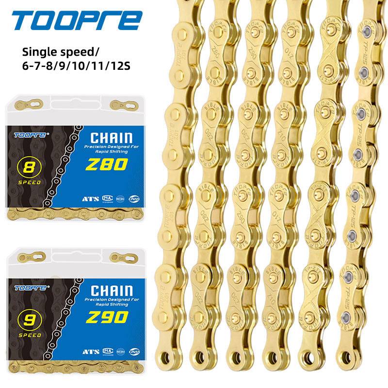 TOOPRE MTB Bicycle Chain 1/6/7/8/9/10/11/12 Speed Mountain Road Bike Gold Chain Electroplated And Rust-proof Variable Chain