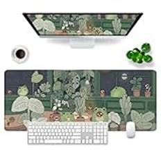 VYEUIAO Grön gaming-musmatta, skrivbordsunderlägg, 800 x 300 mm, stor XL-musmatta med motiv av grodfamilj, professionell gamer-musmatta för dator/PC, tangentbordsmatta