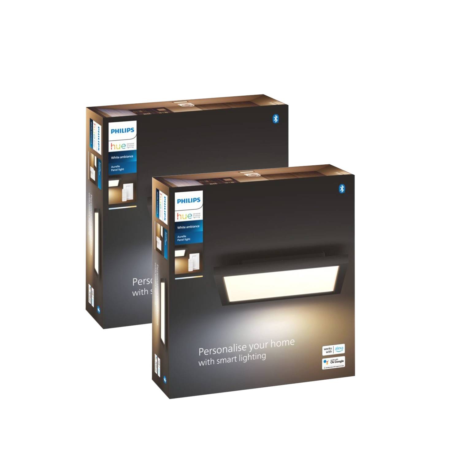 Philips Hue Aurelle Fyrkantig Panel Svart 19W – 2-pack White Ambiance