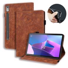 Præget læderetui til Lenovo Tab P12 12.7 Brown