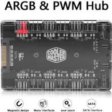 Cooler master 1 to 6 multi way splitter 5v/3 pin rgb case fan hub adapter pwm argb addressble fan power interface sata