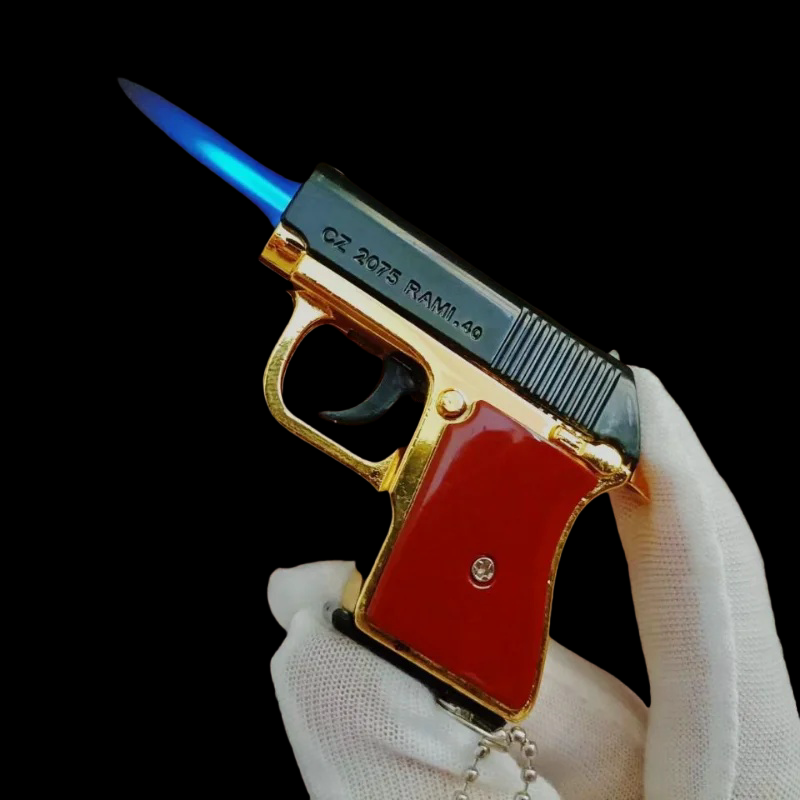 Mini Windproof Pendant Lighter Metal Pistol Jet Flame Outdoor Portable Lighter Cigarette Accessories Personalized Men's Gift