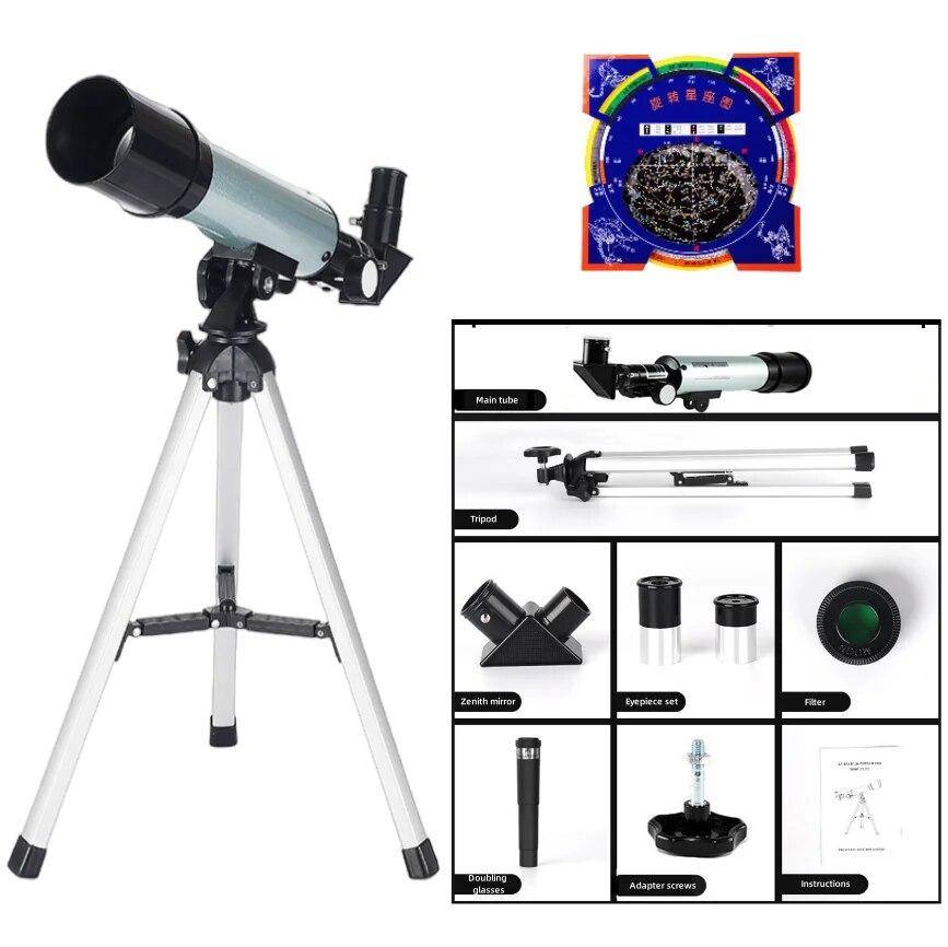 Professionellt astronomiskt teleskop Kraftfull monokulär kikare med lång räckvidd Månen Space Planet Observation Presenter till barn Package 2