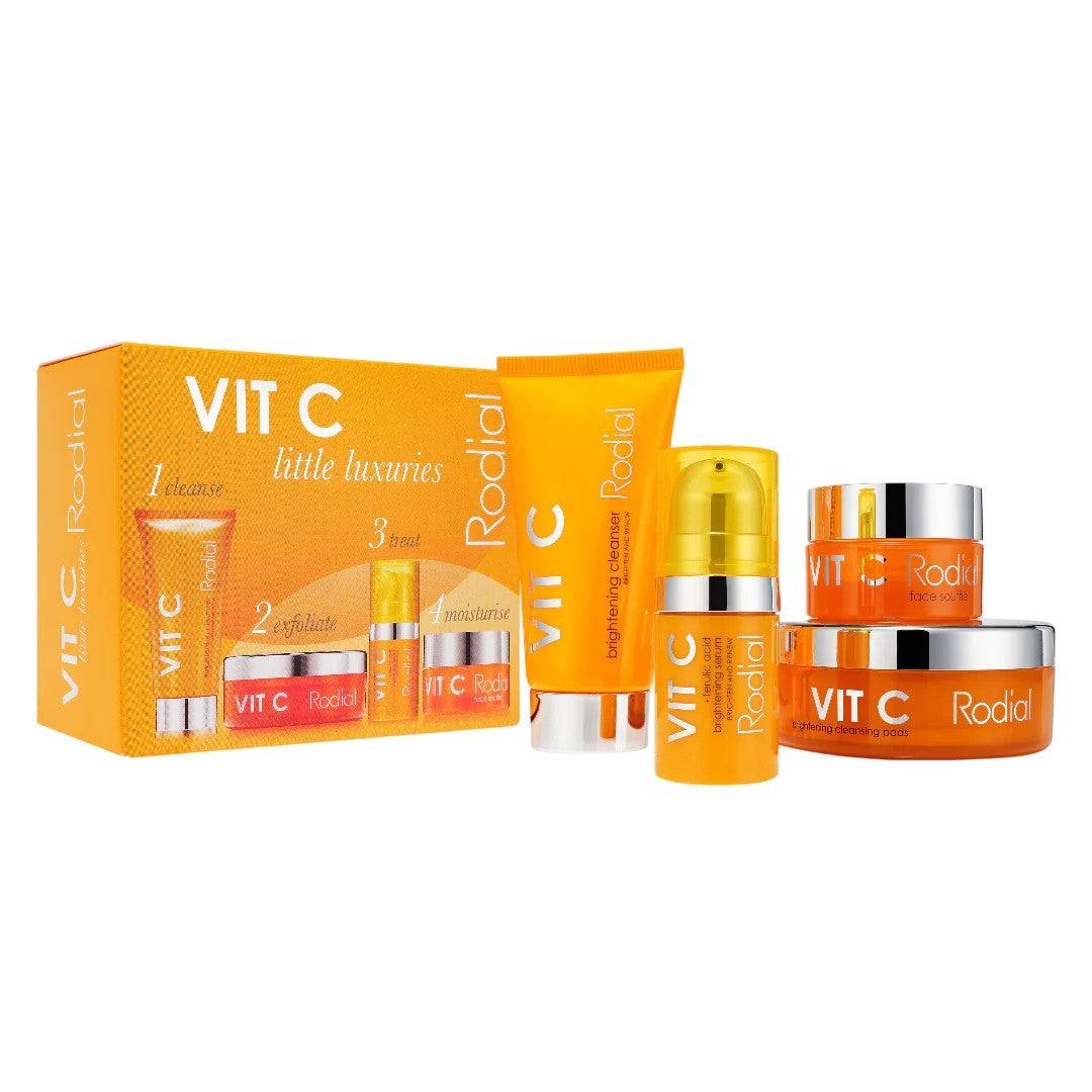 Set Rodial: Siero illuminante alla vitamina C per il viso 5 ml + Dischetti detergenti illuminanti alla vitamina C 20 pz + Soufflé illuminante alla vit