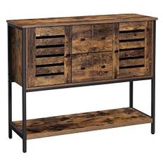 Vasagle opbevaringsskab, skænk med 2 skuffer, 2 skabe og hylde, til spisestue, stue, køkken, 100 x 35 x 84,5 cm, industriel stil, rustik brun og sort