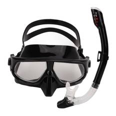 Dry Snorkel Set Wide View Anti Fog Snorkeling Goggles Anti Leak Professional Snorkeling Gear svart