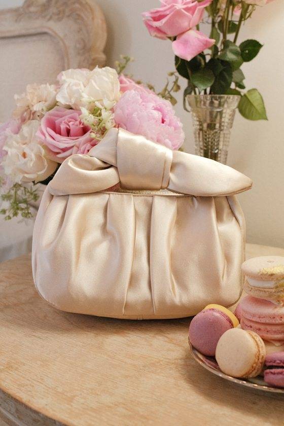 Essential Style Champagne Satin Knot Handle Clutch Bag