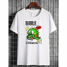 Herrskjortor - Kortärmade, Rund hals, 100 % Andningsbar Bomull, Lätt och Bekväm För Arbete eller Vardagskläder, Maskintvättbar, Bubble Bobble Famicom - Vitt (L,M,S,XL,XXL,XXXL)