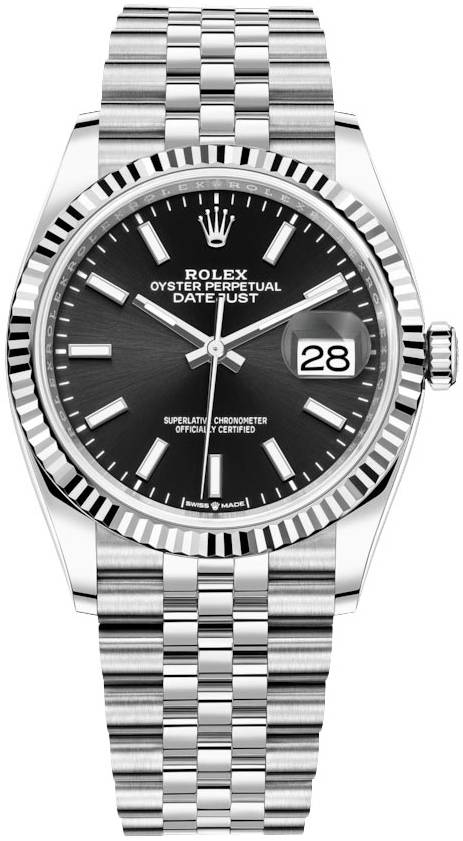 Rolex Damklocka 126234-0015 Datejust 36 Svart/Stål Ø36 mm