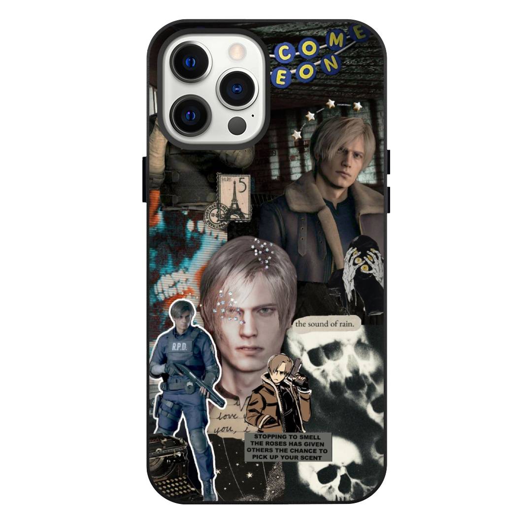 Resident Evil Leon Kennedy Phone Case For iPhone Samsung Galaxy Pixel OnePlus Vivo Xiaomi Asus Sony Motorola Nokia - Leon Kennedy Fierce Phrase Portrait Collage.