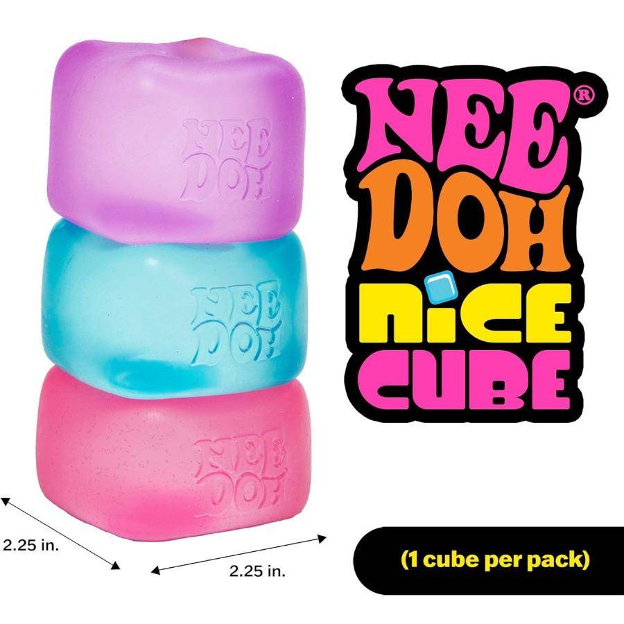 Schylling Needoh Nice Cube - Sensorisk leksak, dekompressionsklämleksak, fyrkantig klämmusik violett