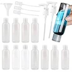 Set med 10 reseflaskor – 100 ml genomskinliga plastdispensrar med trycklock, miniluftflaskor, reseduschgelbehållare av PET för påfyllningslotion