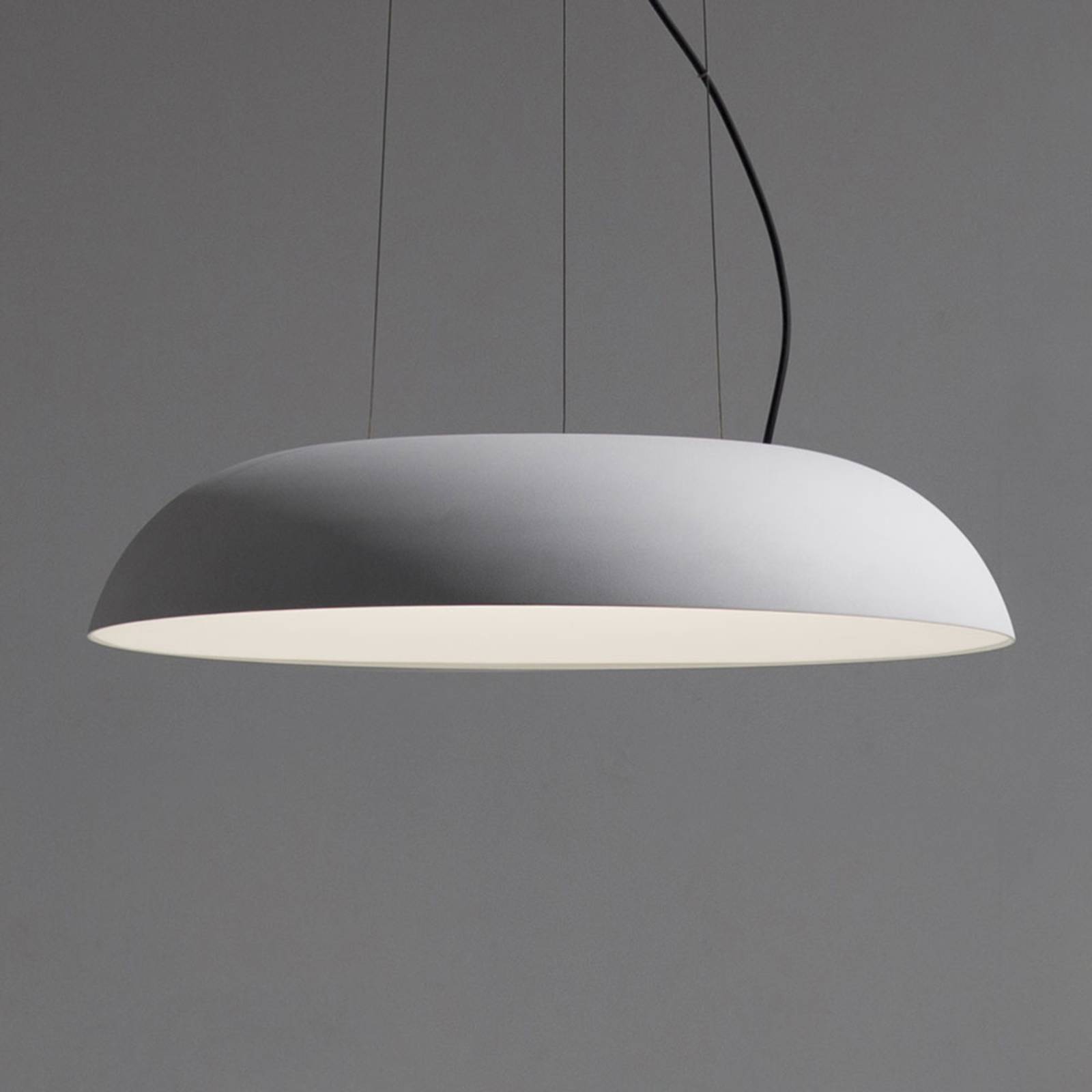Martinelli Luce Design pendellampa Maggiolone, dimbar, Vitt / opal, Vardagsrum / matsal, Aluminium / grå / zink, Design, Pendellampa