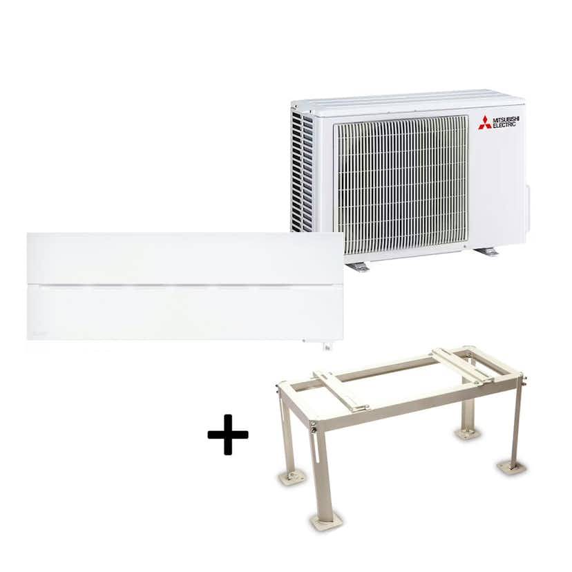 Mitsubishi Electric Hero 2.0 LN25 6,3kW Värme SCOP 5,2 Luftvärmepump Paket med Markstativ