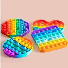Juldekoration 1PC Multipurpose Rainbow Fidget Toy, Bubble Sensory Toy För Vuxna, Stress Reliever, 4 Former Poppers-Hjärta, Cirkel, Oktagon, Fyrkantig - Multifärgad (Love-1PC,Octagon-1PC,Rund-1 st,Square-1PC,Set om 4 (rund + fyrkant + oktagon + hjärta))